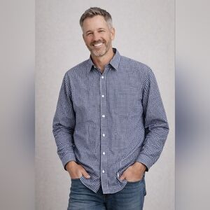 Banana Republic XXL Blue White Gingham Button Down Casual Classic